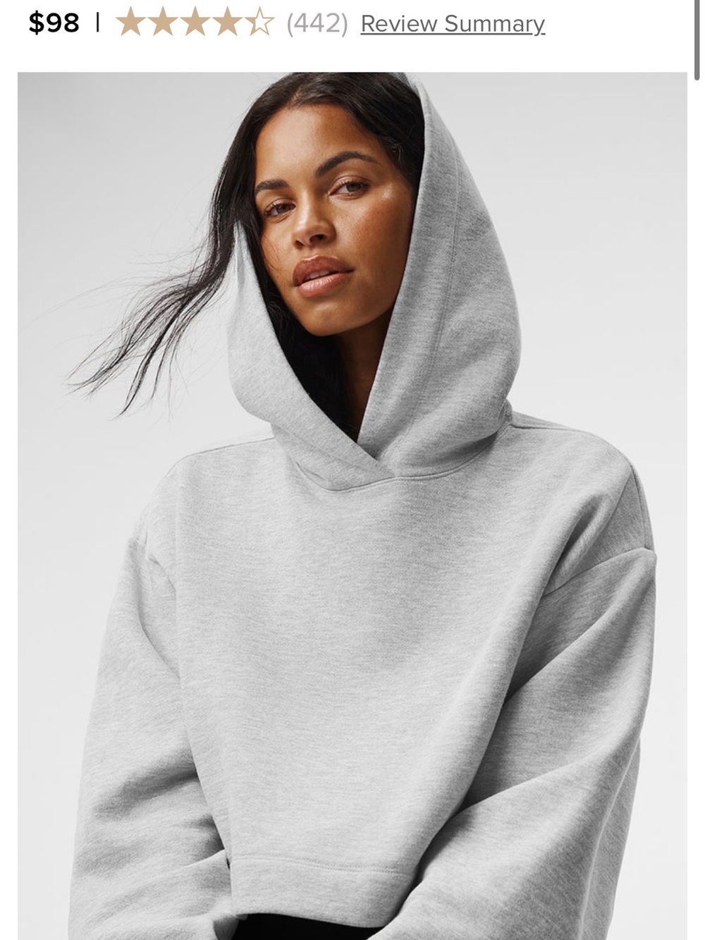 ALO Yoga “Bae Hoodie” Cropped Sweatshirt